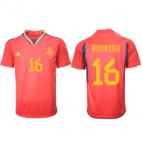 Camisa de Futebol Espanha Rodri Hernandez #16 Equipamento Principal Mundo 2022 Manga Curta